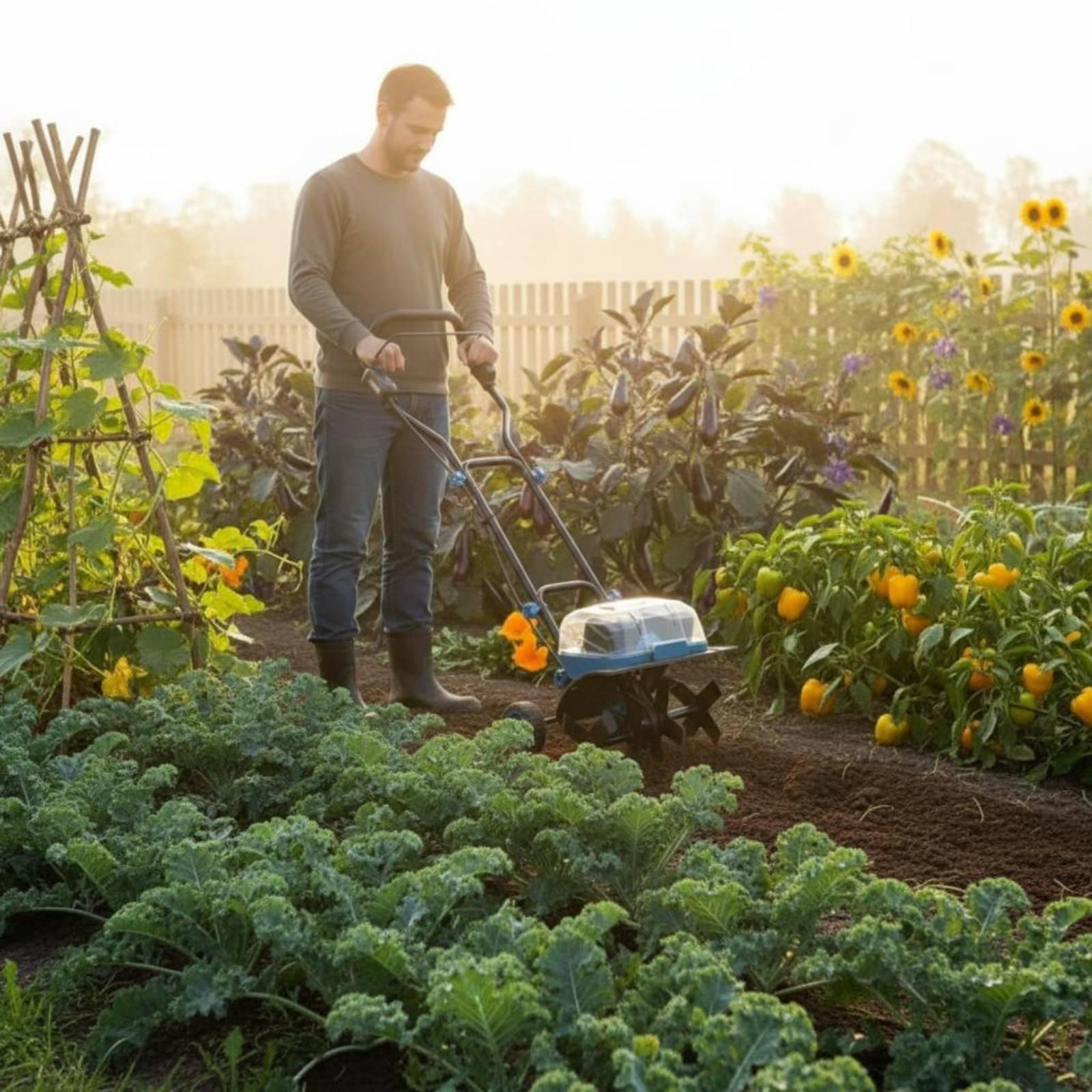 Farming Farmer - 40V Multifunktions-Gehfräse, kabelloser Doppel-Bodenkultivator für Landwirte,